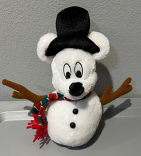 Walt Disney World Resort Christmas Mickey Mouse Snowman 11" Bean Bag White