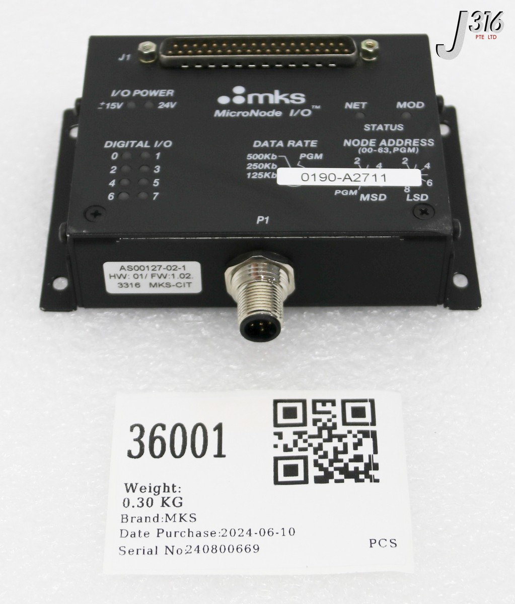 36001 MKS MICRONODE NETWORK I/O, AMAT: 0190-A2711 AS00127-02-1