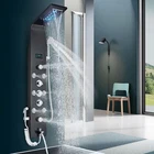 LED Rain&Waterfall Shower Panel Tower System Massage Body Jets Stainless Steel