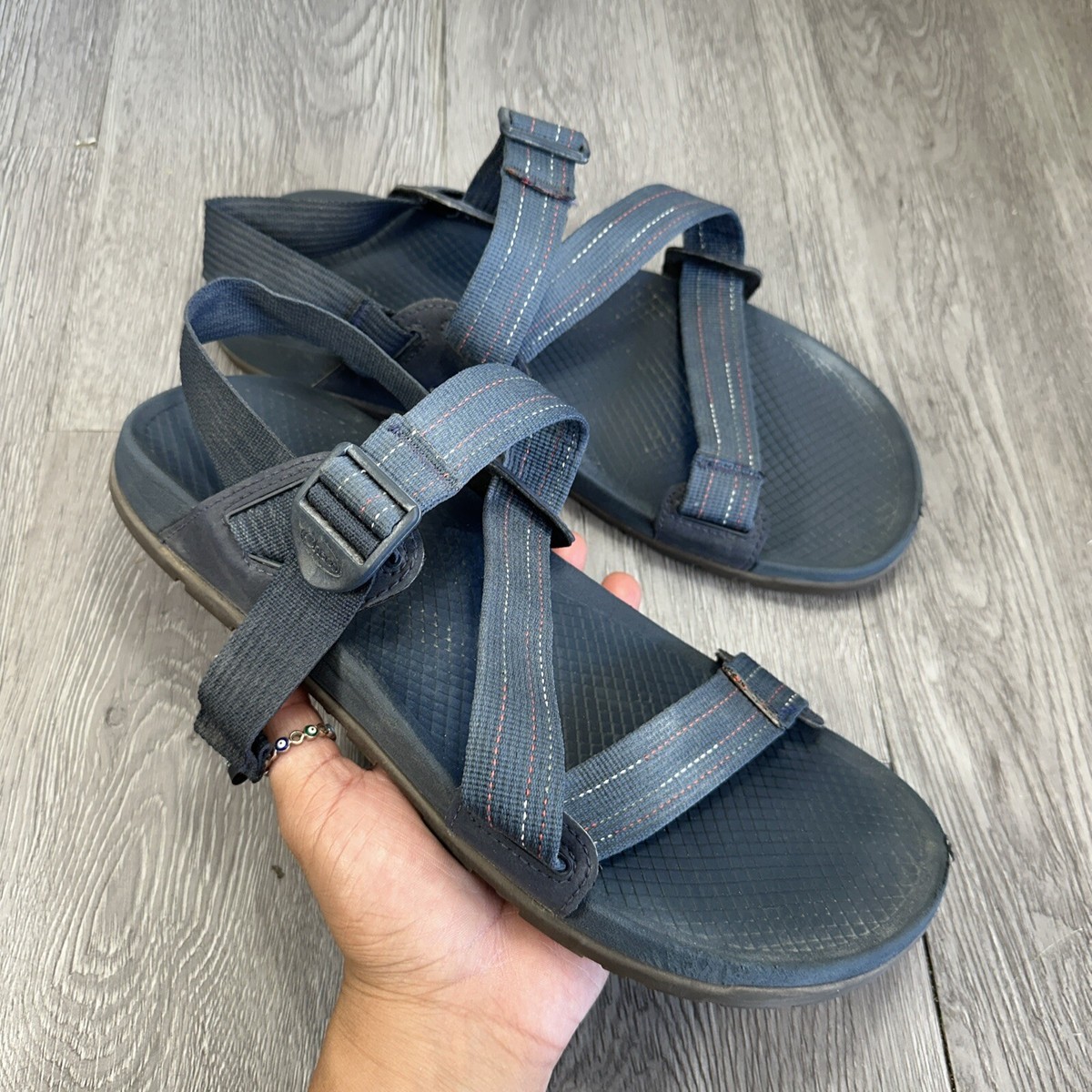 Chaco Mens Blue Striped Outdoor Hiking Lowdown Rambling Moss  display picture 2