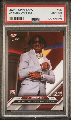 2024 Topps Now Jayden Daniels Draft Rookie Card RC #D-2 PSA 10 Commanders