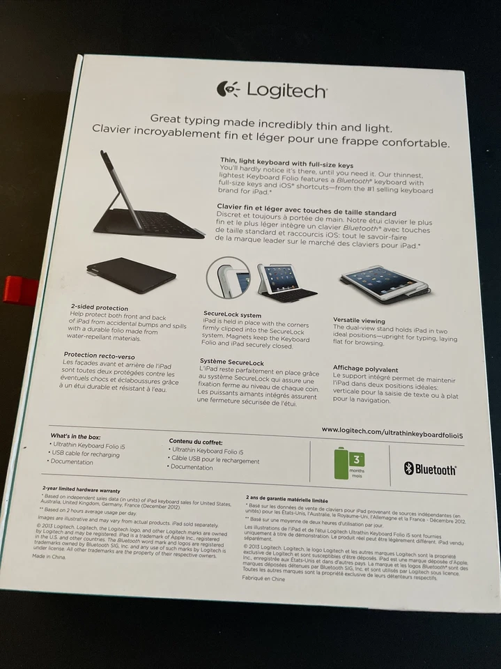 Logitech 920-005985 Magnetic Ultrathin Keyboard Folio for iPad Air New Open Box - Image 3 of 4