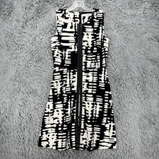 Calvin Klein Sheath Dress Women's 8 Black White Faux Leather Accent Modern