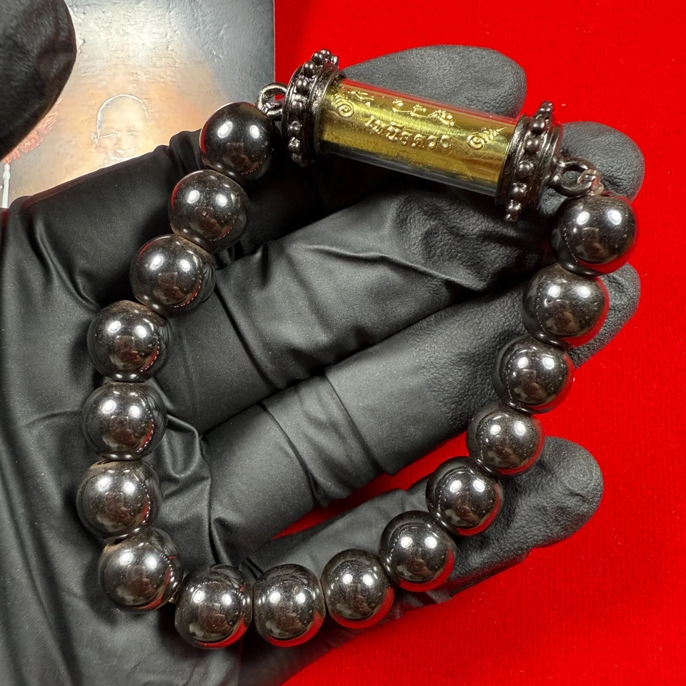 Pulsera Takrud Cuentas Yantra Nuea Duang LP Maha Sila Amuleto Budista Tailandés Foto 4 de 4