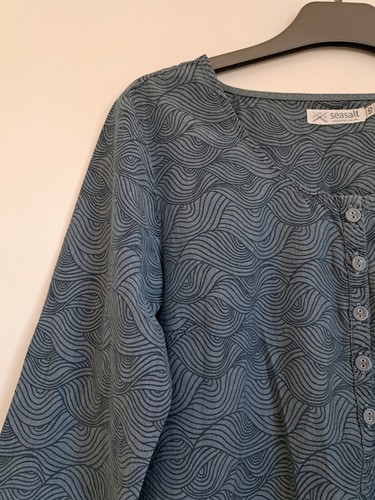 Seasalt Porthole Tunic UK10 Blue Swirl Pattern Cotton Roll Tab Sleeves - Picture 5 of 19