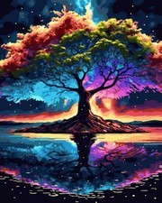 Clever Monsters Galaxy Tree Paint By Number Kit Framed DIY Art 16x20