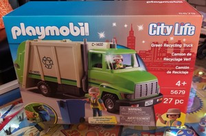 playmobil green recycling truck
