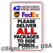 Deliver All Packages To Side Porch Metal Sign Or Decal 6 SIZES delivery SI360