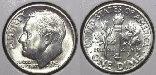 1955 D Roosevelt Dime SUPERB GEM BU FULL BANDS!  5503