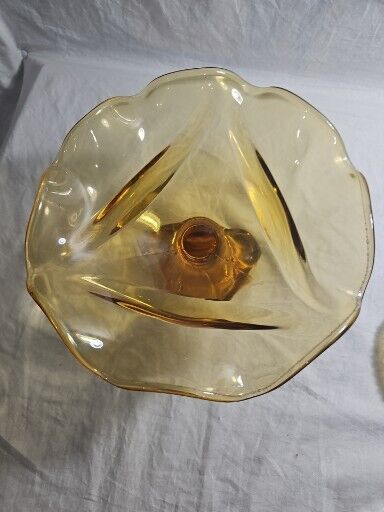 RARE Vintage Viking Epic Glass Amber Footed Pedestal Compote Candy Dish