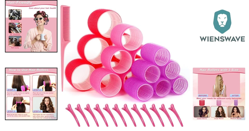 Lockenwickler, Locken ohne hitze, 33PCS Selbsthaftend Locken Set Groß für L - Bild 2 von 4