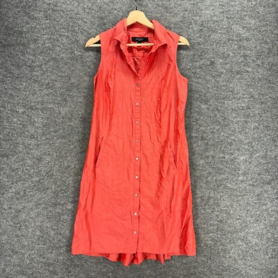 Nine West Shirt Dress Women 8 Pink Button Up Midi Collared Sleeveless  Cotton | eBay