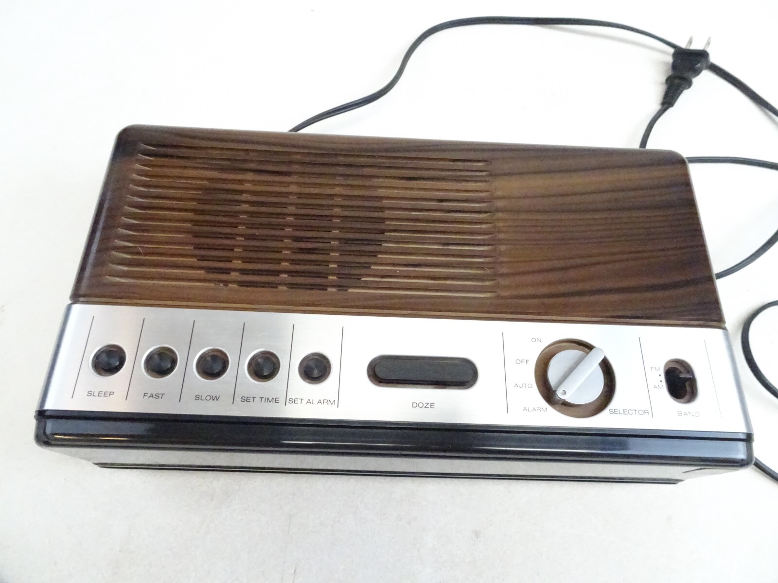 Panasonic Clock Radio Alarm Vintage Wood Grain 1980's Blue LCD RC200D