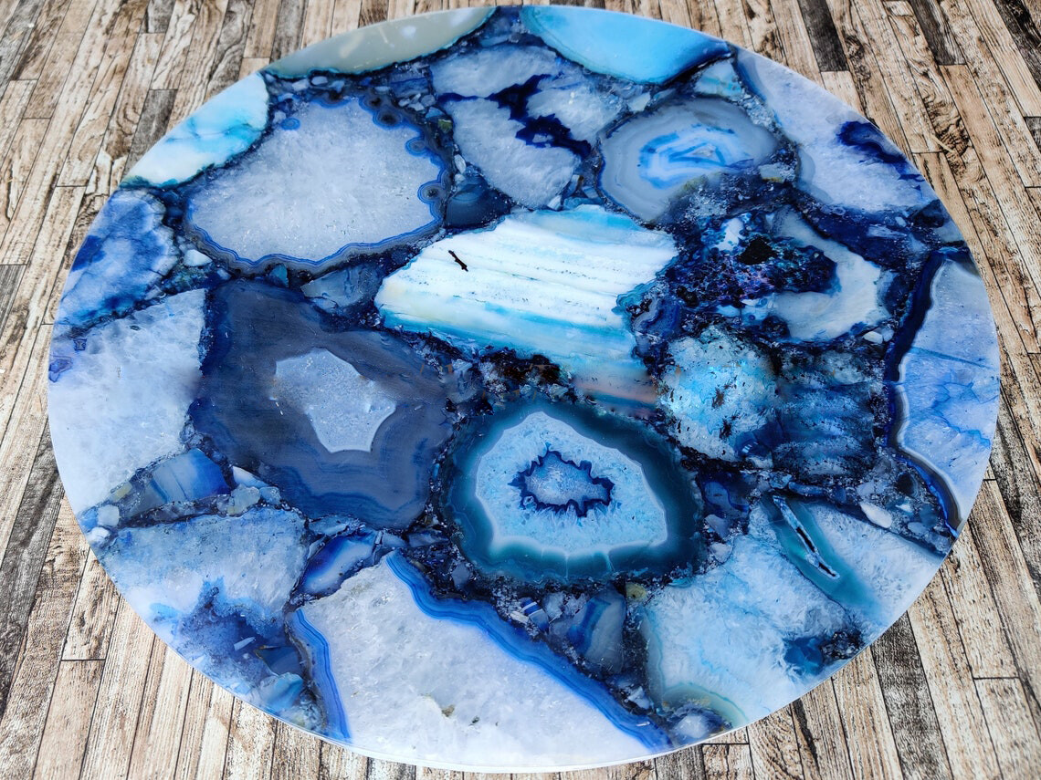 Blue Agate Center Coffee End Table Top 15