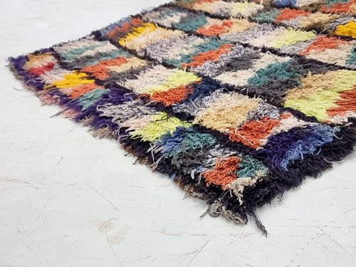 Moroccan Handmade Vintage Rug 3'1x8'7 Berber Geometric Multicolor Cotton Carpet - Picture 10 of 12