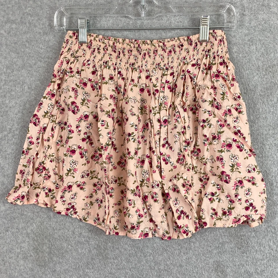 Falda Abercrombie Niños Niñas XL/16 Rosa Floral Tirar de Cintura Calada Viscosa Foto 3 de 4