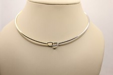 COLLANA RIGIDA ARGENTO BICOLORE NODO D'AMORE RODIATA DORATA DIAM INT. CM 12