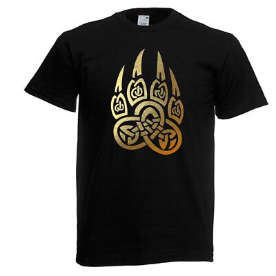 T-Shirt Erwachsene nordischer Wikinger Berserker Krieger Bär Odin Symbol Unisex schwarz