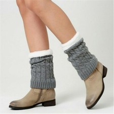 Womens Crochet Leg Warmers Trim Winter Knitted Boot Cuffs Toppers Socks New