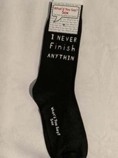 Foozys What'd You Say Unisex Novelty Naughty Crew Socks I NEVER FINISH ANYTHIN