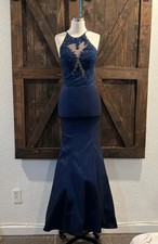 NWT Davids Bridal Bridesmaid Dress Navy Mermaid Formal Dress Prom Size 4 NEW