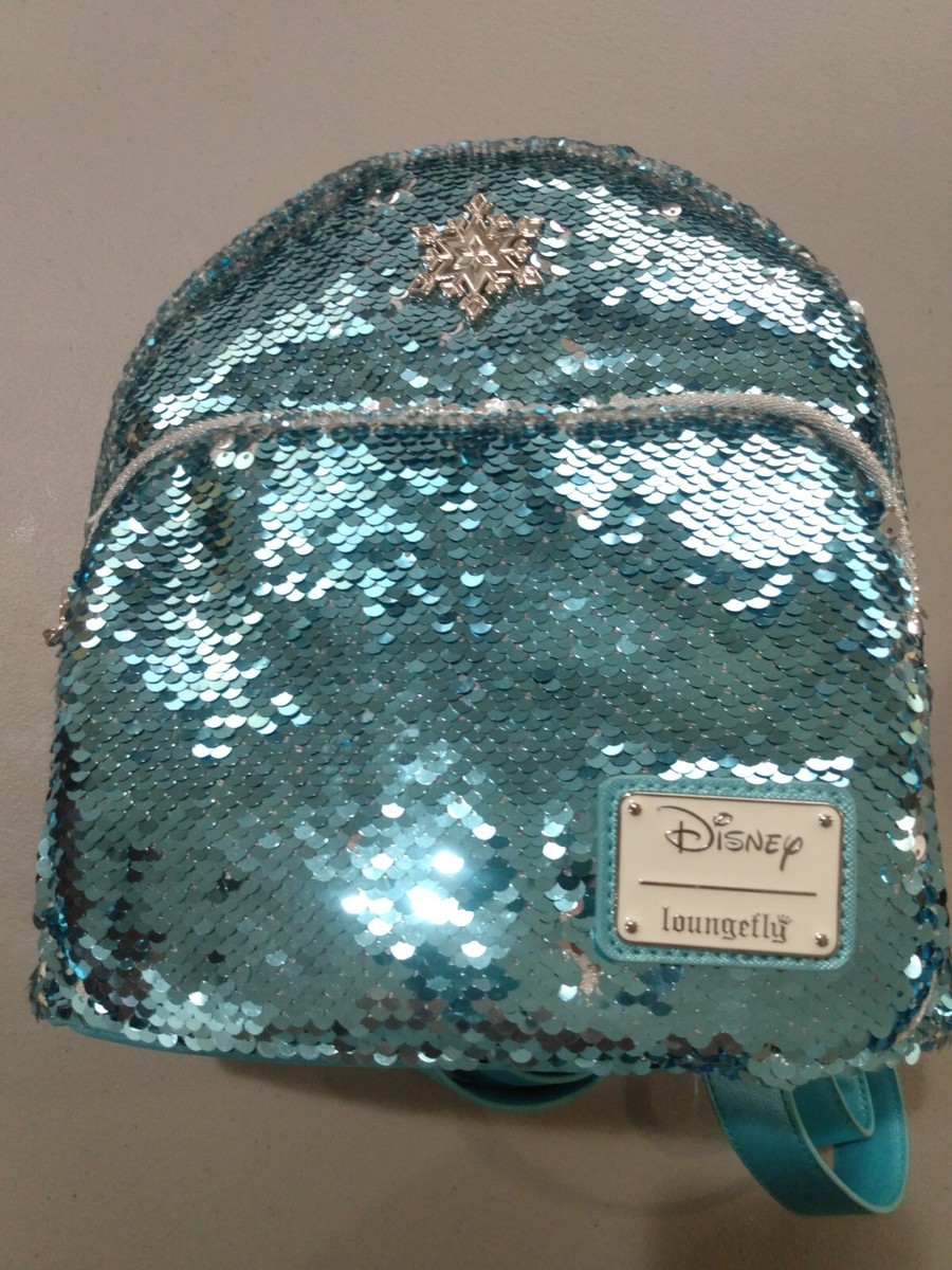 Loungefly Elsa Disney Frozen Blue Reversible Sequin Mini  display picture 1