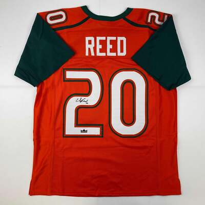 Facsimile Autographed Ed Reed Miami Orange Reprint Laser