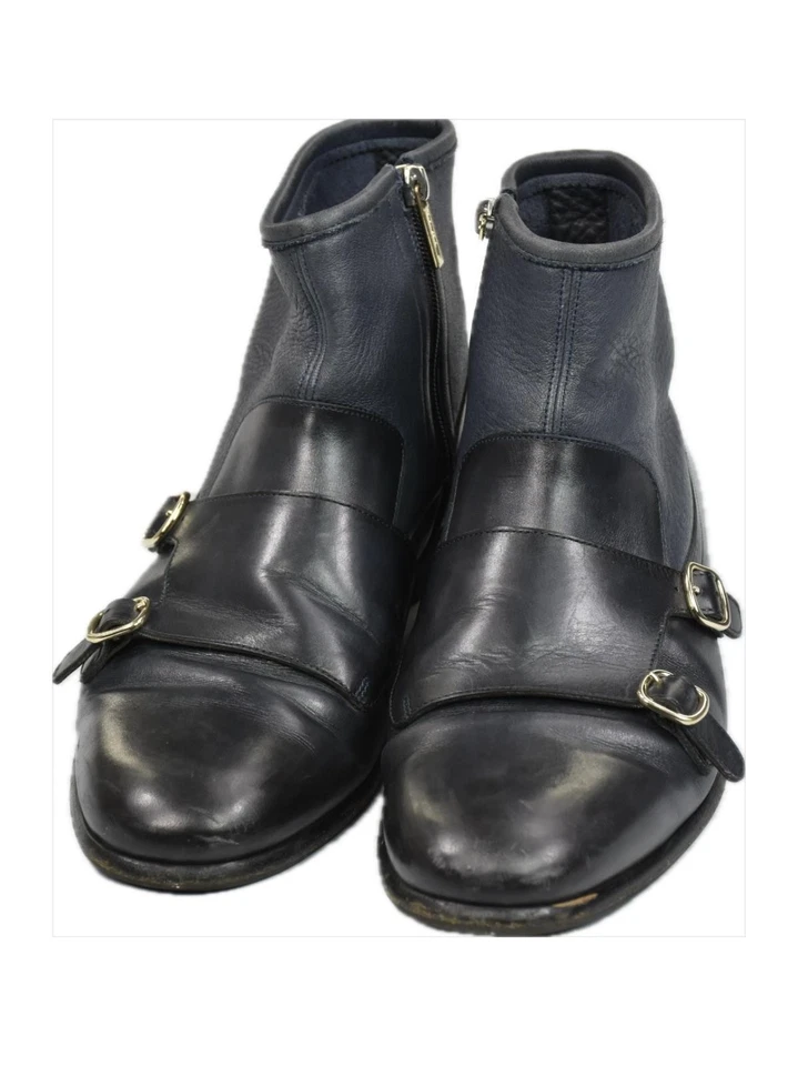 Botas de tornozelo Santoni Fatte a Mano masculinas azul alça monge 8,5 serve 9,5 EUA PERFEITO ESTADO US$ 1400 - Imagem 4 de 4