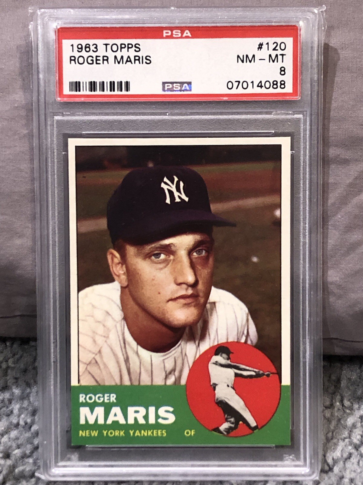 1963 Topps Vintage Baseball Card #120 Roger Maris PSA 8 NM-MT New York Yankees