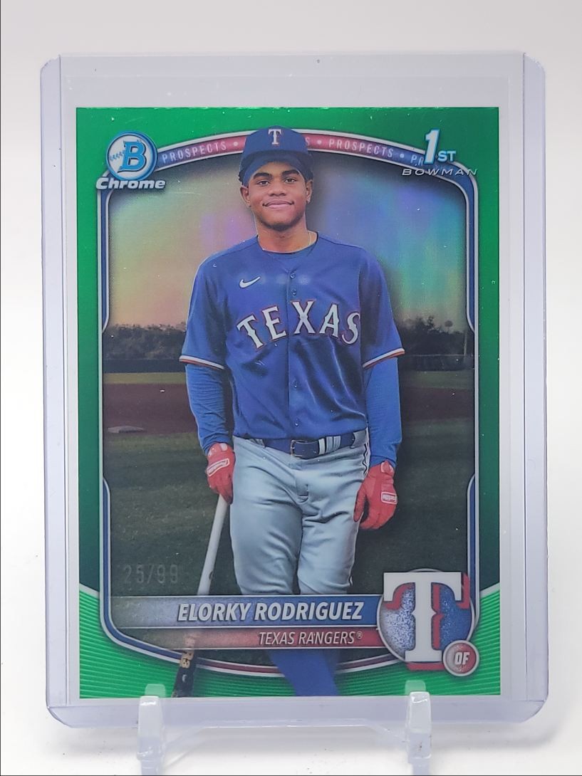 ELORKY RODRIGUEZ 2025 BOWMAN CHROME 1ST GREEN REFRACTOR RANGERS /99 Q5896