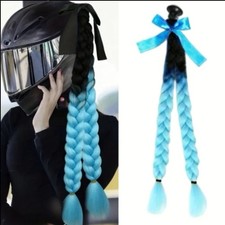 Extensiones de cabello trenzado extensión cola de caballo casco de motocicleta con ventosa lazo