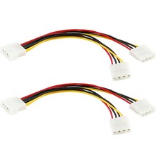2X 4-pin Molex Male Y-Splitter 4 Pin Molex Dual Female IDE Power Cable Adapter