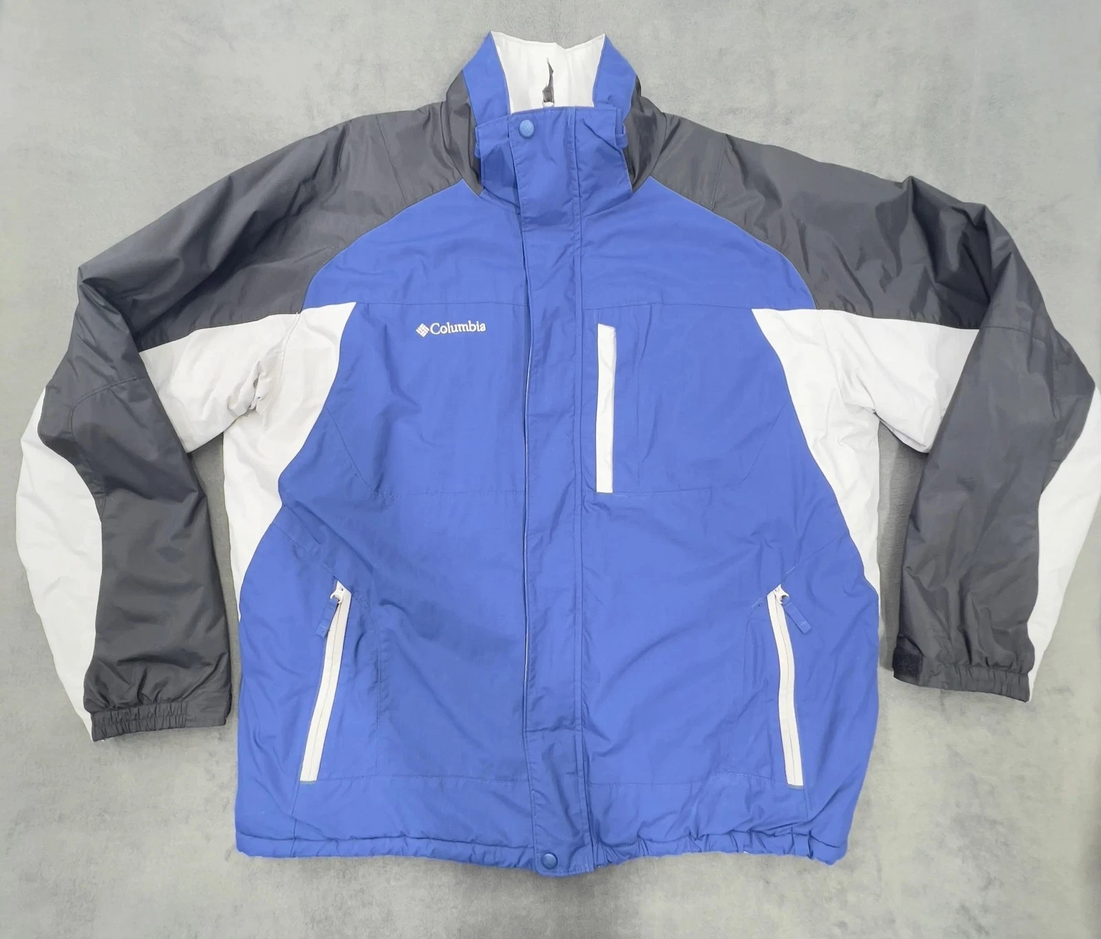 Columbia Mens Insulated Puffer Jacket XL Blue Gray Full Zip Winter Ski Coat