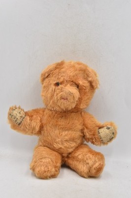 Vintage 50er Jahre Tara Toys Mohair lachender Teddybär offener Mund Quietscher 28 cm