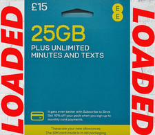 EE Data Sim card 2G -4G & 5G  Preloaded With 25GB Data LOAD PACKAGE EE PROMOTION