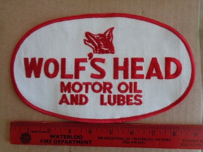 WOLF'S HEAD OIL UNIFORM PATCH - 9 x 5 INCHES NEW VINTAGE - ORIGINAL - GAS