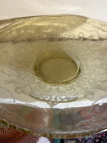 Federal Glass Madrid Yellow Amber 11" Console Bowl Vintage 30s Depression Glass