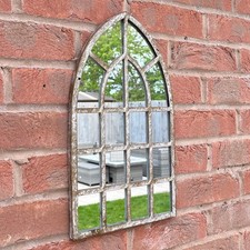 Vintage Arch Wall Mirror 42.5cm Small Rustic Window Arched Garden Outdoor Decor