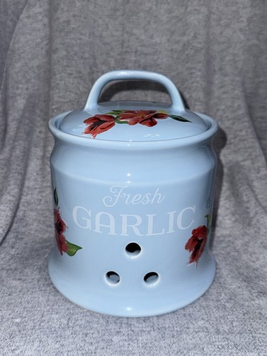 Retired Pioneer Woman 2019 Fresh Garlic Keeper Floral Spring Bouquet Stoneware