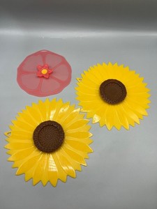 Charles Viancin Silicone Sunflower & Hibiscus Reusable Small Food Cover Set of 3