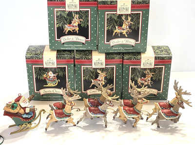 Hallmark Keepsake Christmas SANTA and his REINDEER 1992 Set of 5 Original Boxes