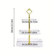 Etagere 3-stufig Weiß Gold Servierplatte Des...
