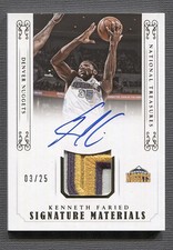 2014-15 Panini National Treasures Signature Materials Prime Kenneth Faried /25