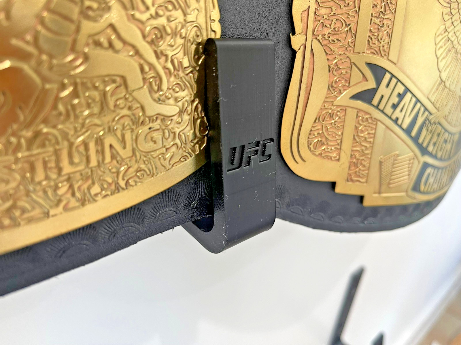 Black UFC Championship Belt Wall Mount Brackets – Wall Display Hooks (Set of 2)