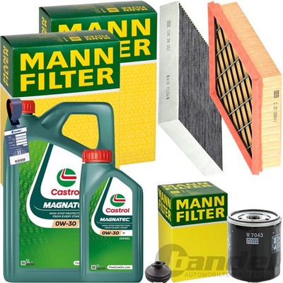 MANN INSPEKTIONSPAKET+6L CASTROL 0W-30 ÖL passend für 2.0 TDCi FORD MONDEO 5