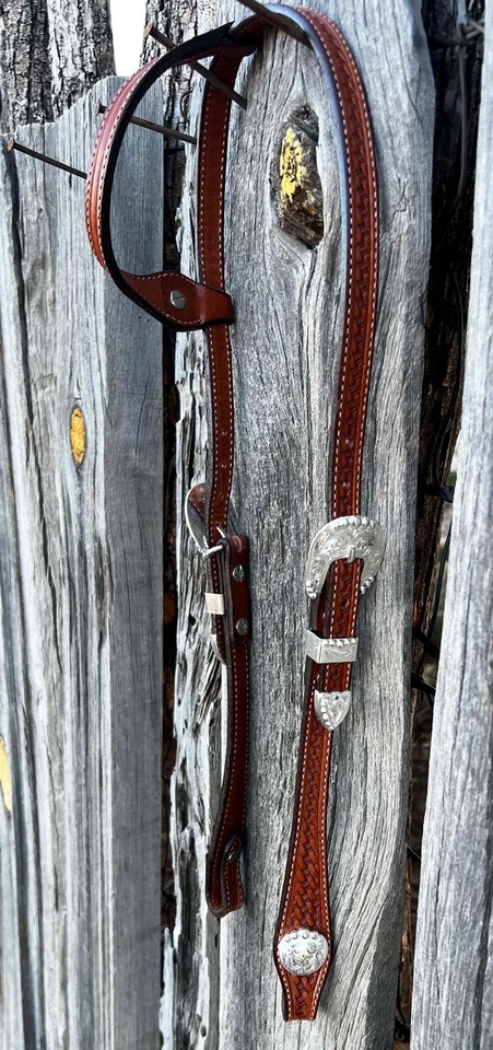 Beautiful SILVER SLIDING EAR HEADSTALL By Hansen Of CA - Image 2 of 4