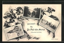 Old postcard St-Pal-de-Mons, the church, partial view