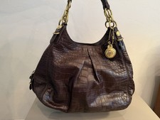 Vintage Coach Madison Maggie Croc Embossed Brown Leather bag