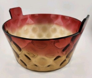Rare! Vintage Victorian Amberina Glass Large Ice Tub / Bucket Amber & Cherry Red