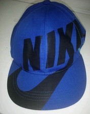 Nike SB Hat Cap Snapback Youth Kids Logo Swoosh , Adjustable Strap,Black Blue